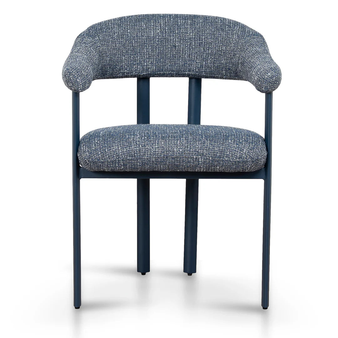 Macan | Prussian Blue Pale Beige Fabric Modern Dining Chairs | Set Of 2 | Blue