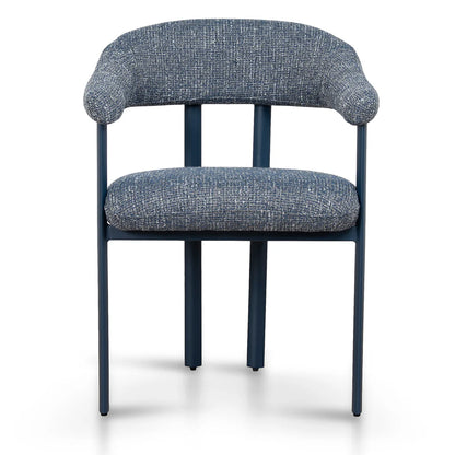 Macan | Prussian Blue Pale Beige Fabric Modern Dining Chairs | Set Of 2 | Blue