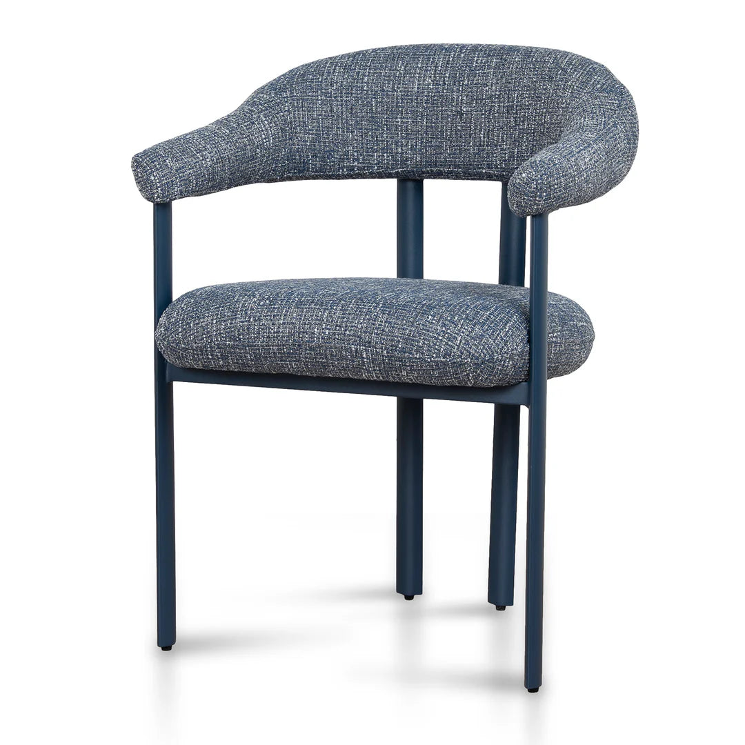 Macan | Prussian Blue Pale Beige Fabric Modern Dining Chairs | Set Of 2 | Blue