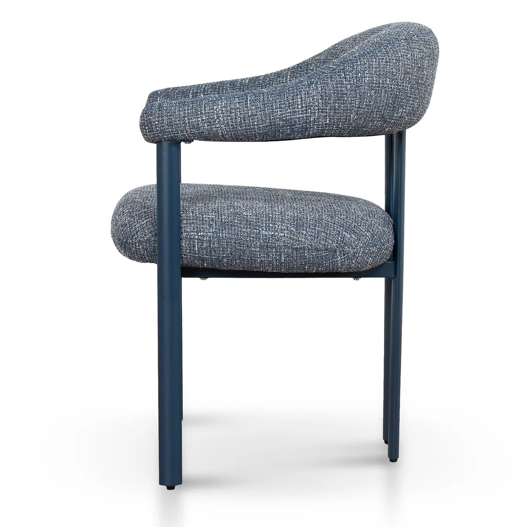 Macan | Prussian Blue Pale Beige Fabric Modern Dining Chairs | Set Of 2 | Blue