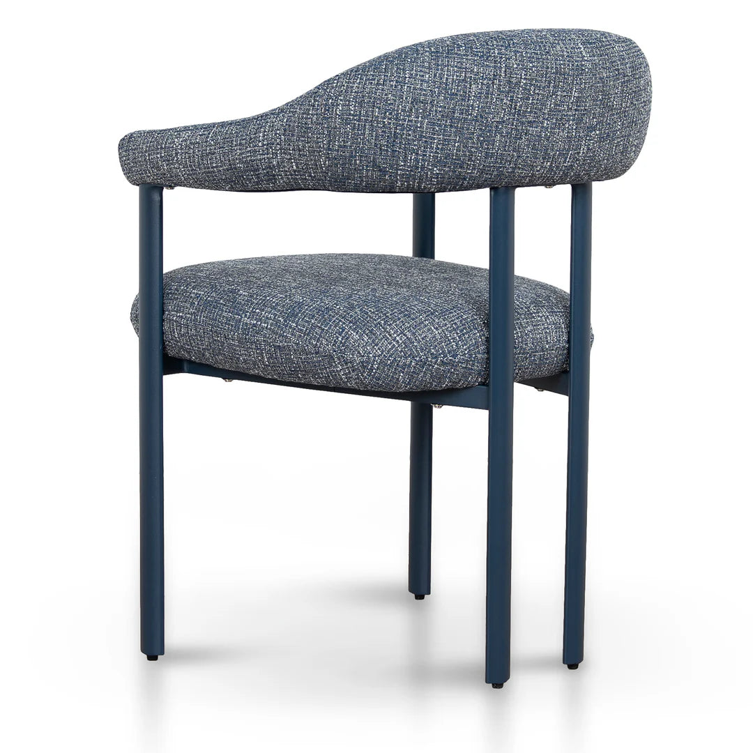 Macan | Prussian Blue Pale Beige Fabric Modern Dining Chairs | Set Of 2 | Blue