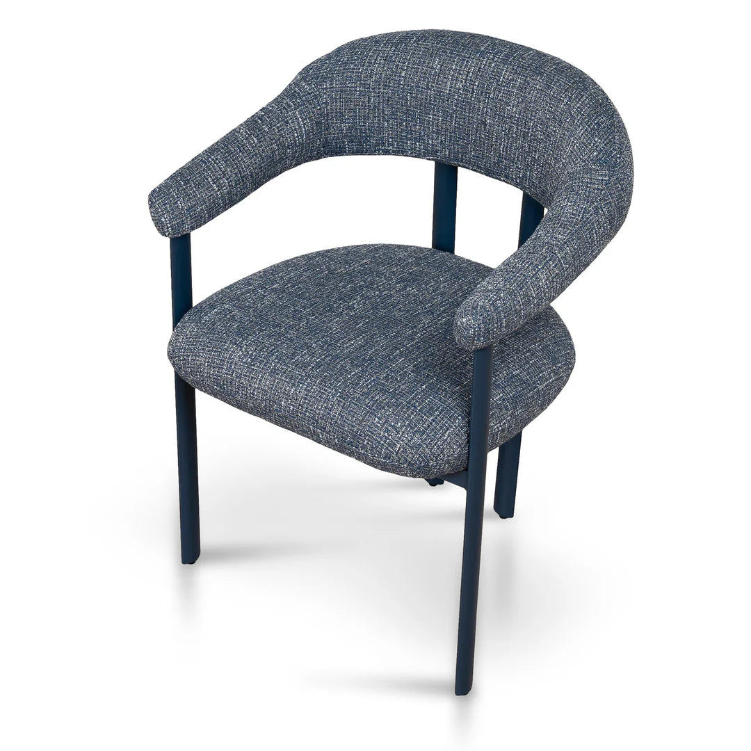 Macan | Prussian Blue Pale Beige Fabric Modern Dining Chairs | Set Of 2 | Blue