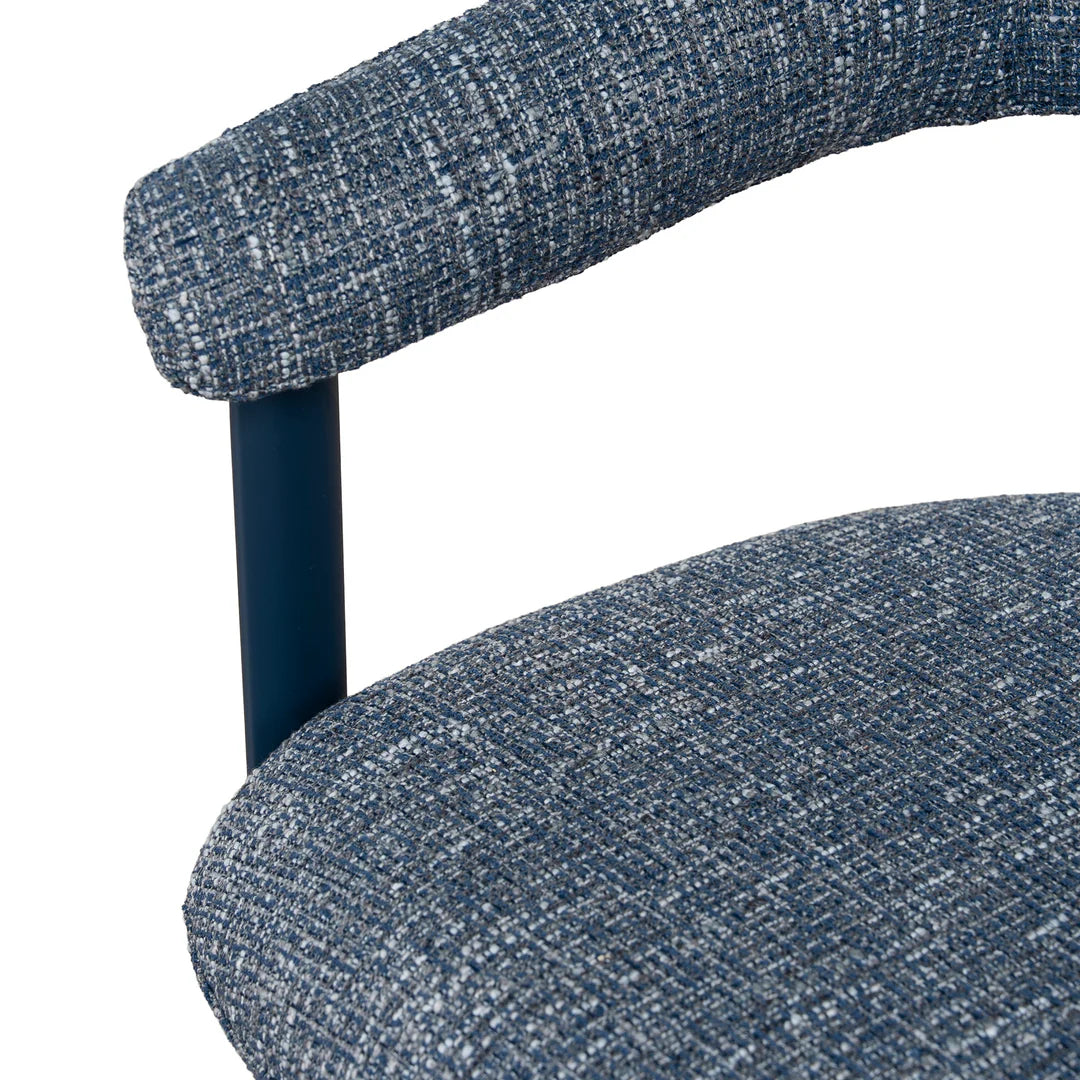 Macan | Prussian Blue Pale Beige Fabric Modern Dining Chairs | Set Of 2 | Blue