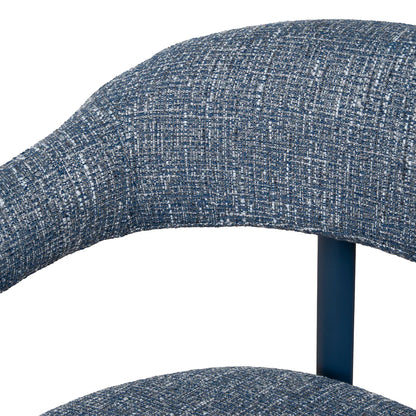 Macan | Prussian Blue Pale Beige Fabric Modern Dining Chairs | Set Of 2 | Blue