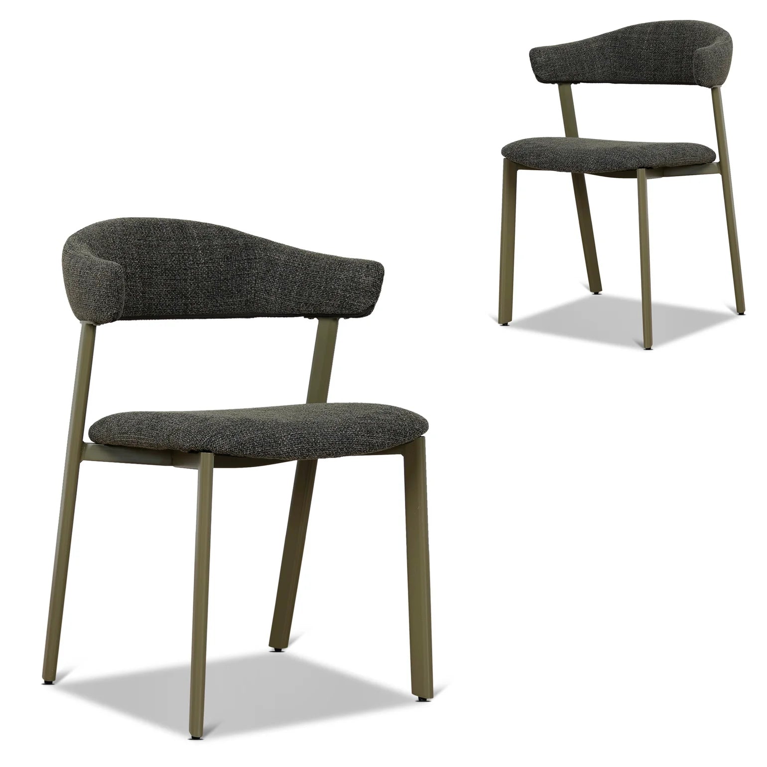 Macquarie | Modern Kaitoke Green Moss Brown Fabric Dining Chairs | Set Of 2 | Green