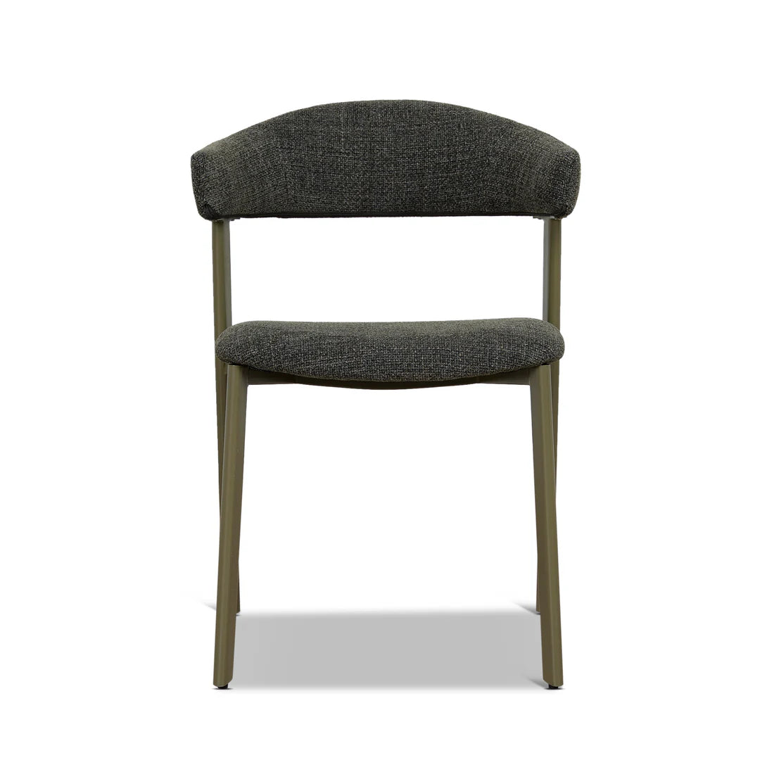 Macquarie | Modern Kaitoke Green Moss Brown Fabric Dining Chairs | Set Of 2 | Green