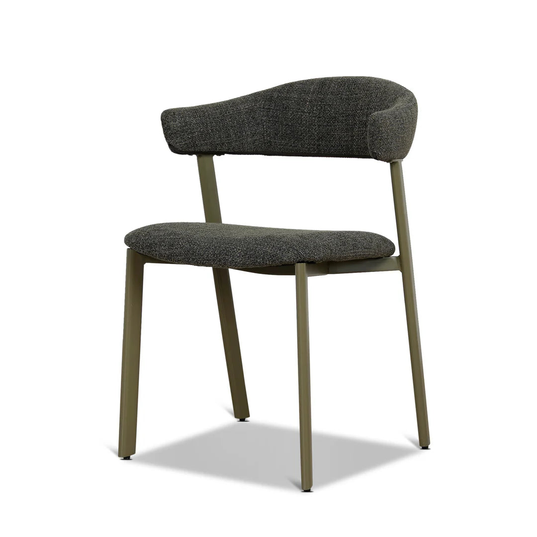 Macquarie | Modern Kaitoke Green Moss Brown Fabric Dining Chairs | Set Of 2 | Green