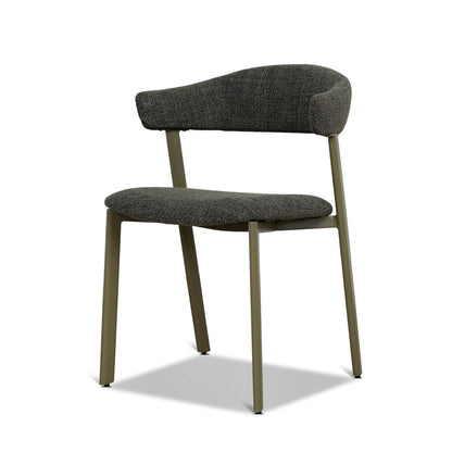 Macquarie | Modern Kaitoke Green Moss Brown Fabric Dining Chairs | Set Of 2 | Green
