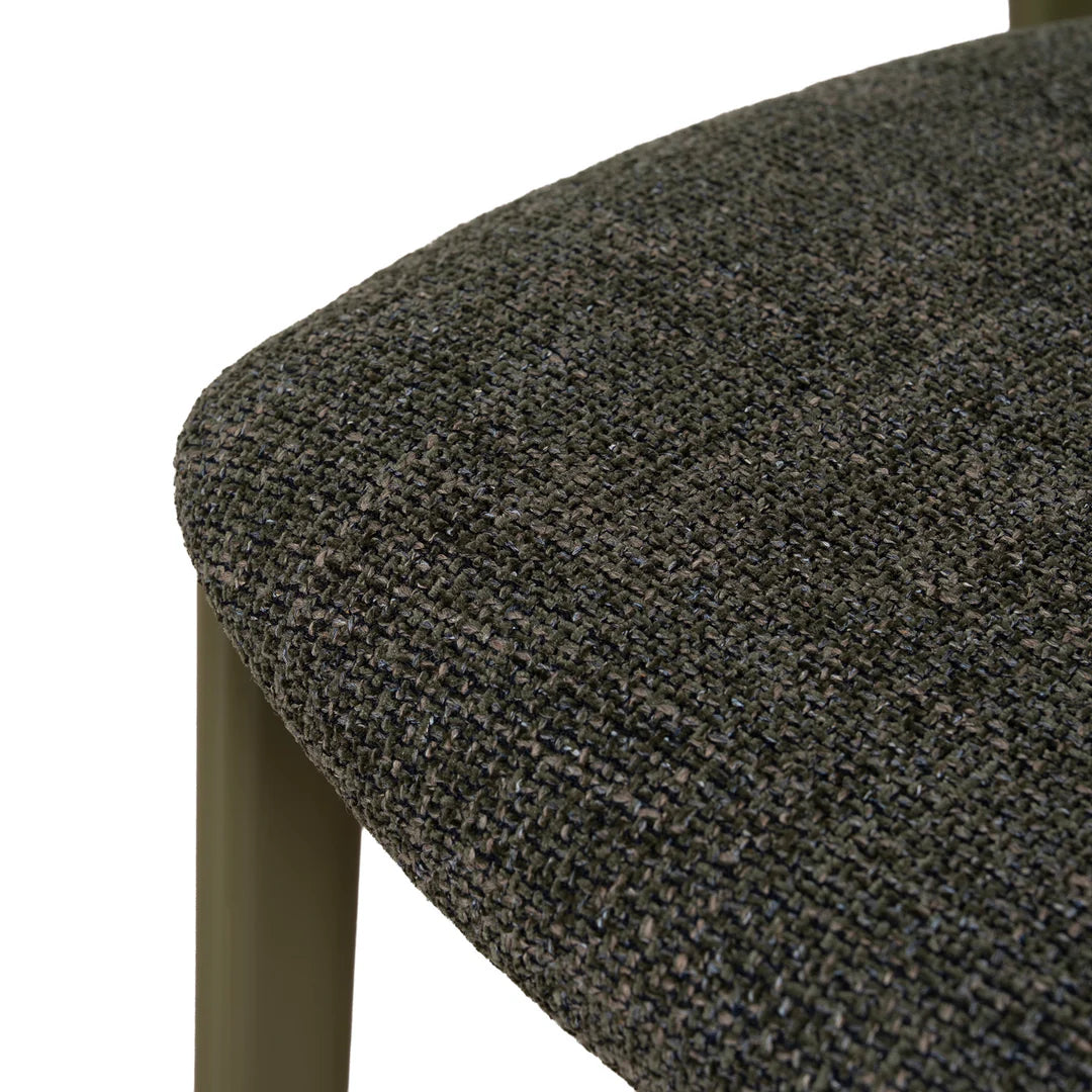 Macquarie | Modern Kaitoke Green Moss Brown Fabric Dining Chairs | Set Of 2 | Green