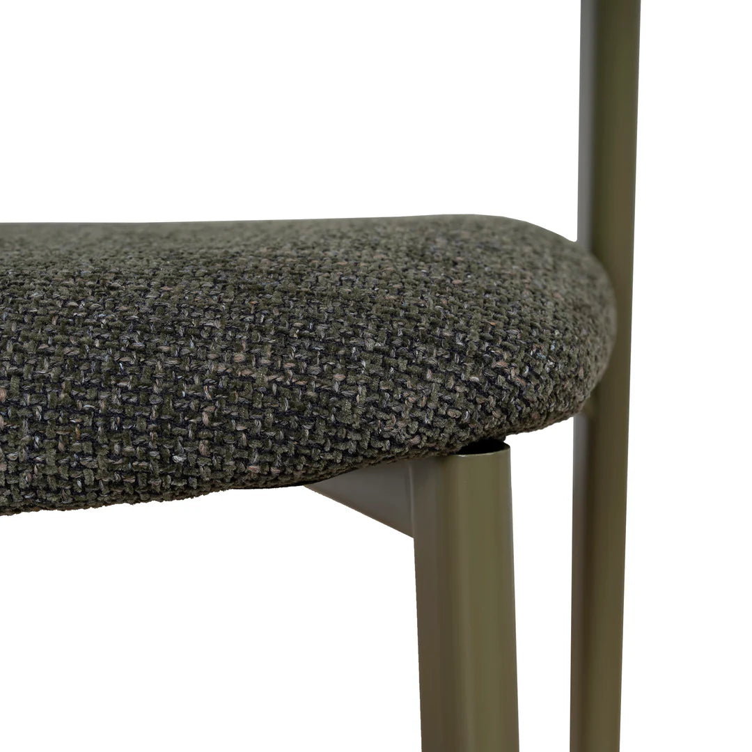 Macquarie | Modern Kaitoke Green Moss Brown Fabric Dining Chairs | Set Of 2 | Green