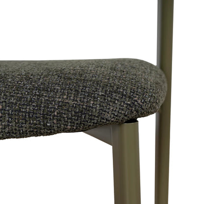Macquarie | Modern Kaitoke Green Moss Brown Fabric Dining Chairs | Set Of 2 | Green