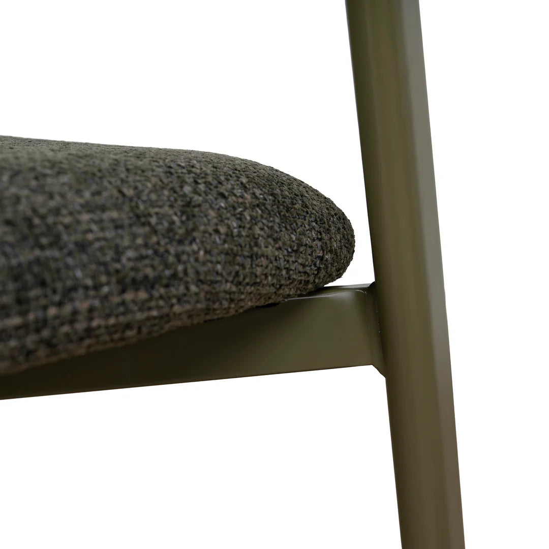 Macquarie | Modern Kaitoke Green Moss Brown Fabric Dining Chairs | Set Of 2 | Green