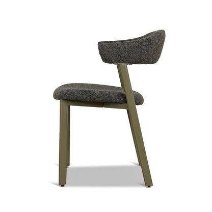 Macquarie | Modern Kaitoke Green Moss Brown Fabric Dining Chairs | Set Of 2 | Green