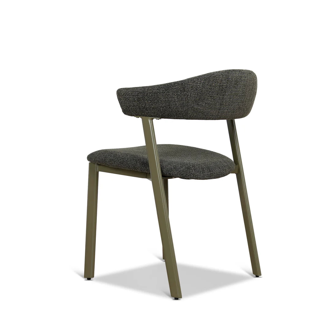 Macquarie | Modern Kaitoke Green Moss Brown Fabric Dining Chairs | Set Of 2 | Green