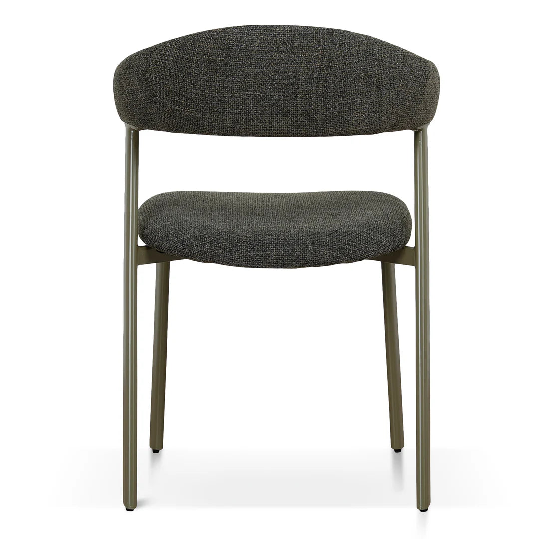 Macquarie | Modern Kaitoke Green Moss Brown Fabric Dining Chairs | Set Of 2 | Green