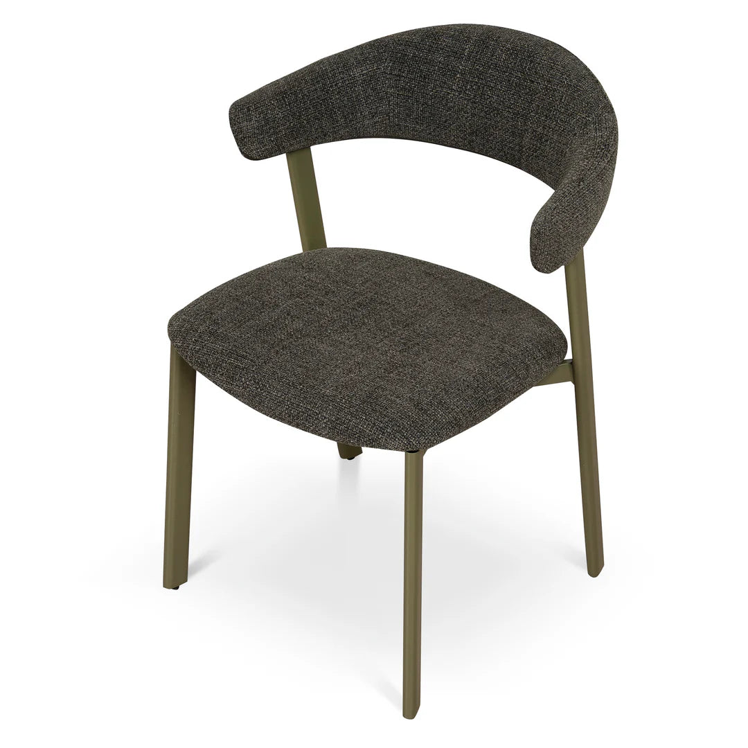 Macquarie | Modern Kaitoke Green Moss Brown Fabric Dining Chairs | Set Of 2 | Green