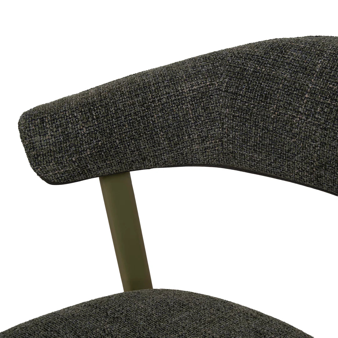 Macquarie | Modern Kaitoke Green Moss Brown Fabric Dining Chairs | Set Of 2 | Green
