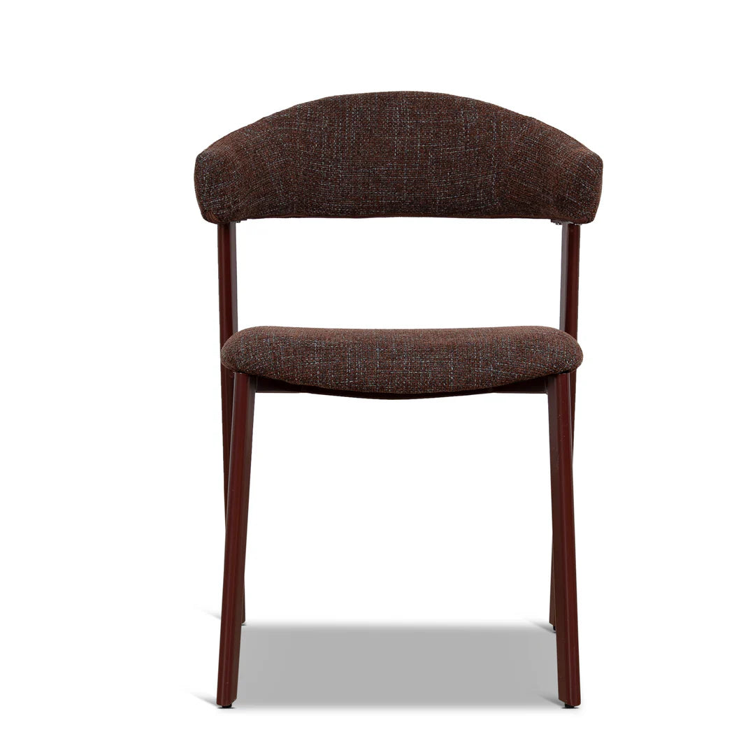 Macquarie | Modern Kaitoke Green Moss Brown Fabric Dining Chairs | Set Of 2 | Brown