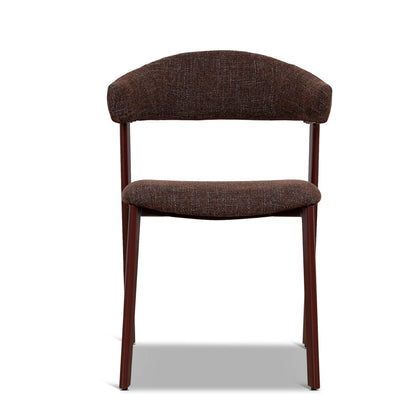 Macquarie | Modern Kaitoke Green Moss Brown Fabric Dining Chairs | Set Of 2 | Brown