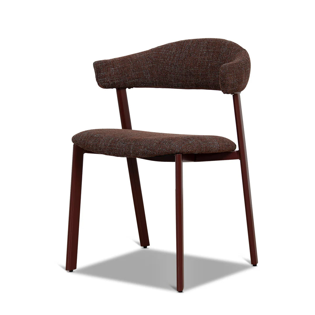 Macquarie | Modern Kaitoke Green Moss Brown Fabric Dining Chairs | Set Of 2 | Brown