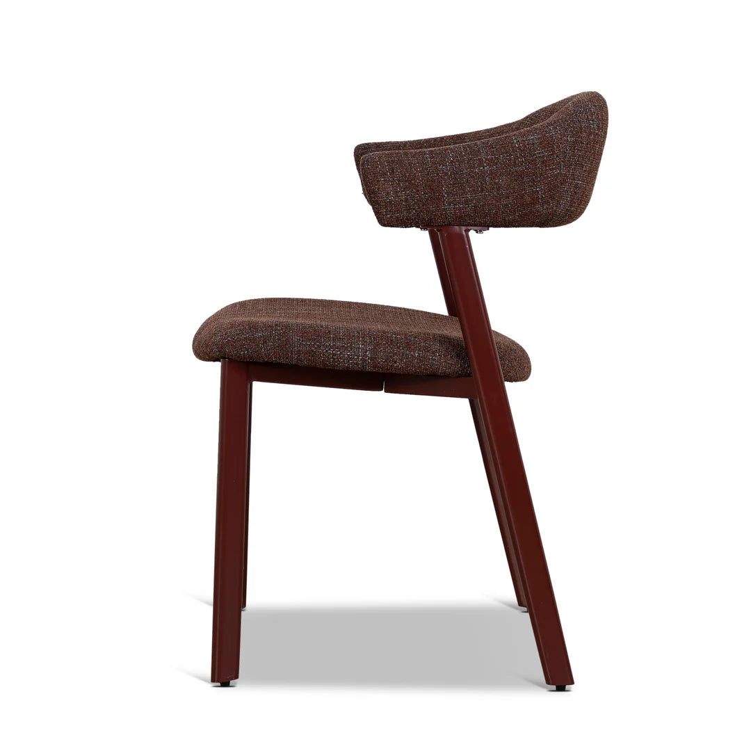 Macquarie | Modern Kaitoke Green Moss Brown Fabric Dining Chairs | Set Of 2 | Brown