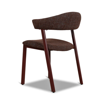Macquarie | Modern Kaitoke Green Moss Brown Fabric Dining Chairs | Set Of 2 | Brown
