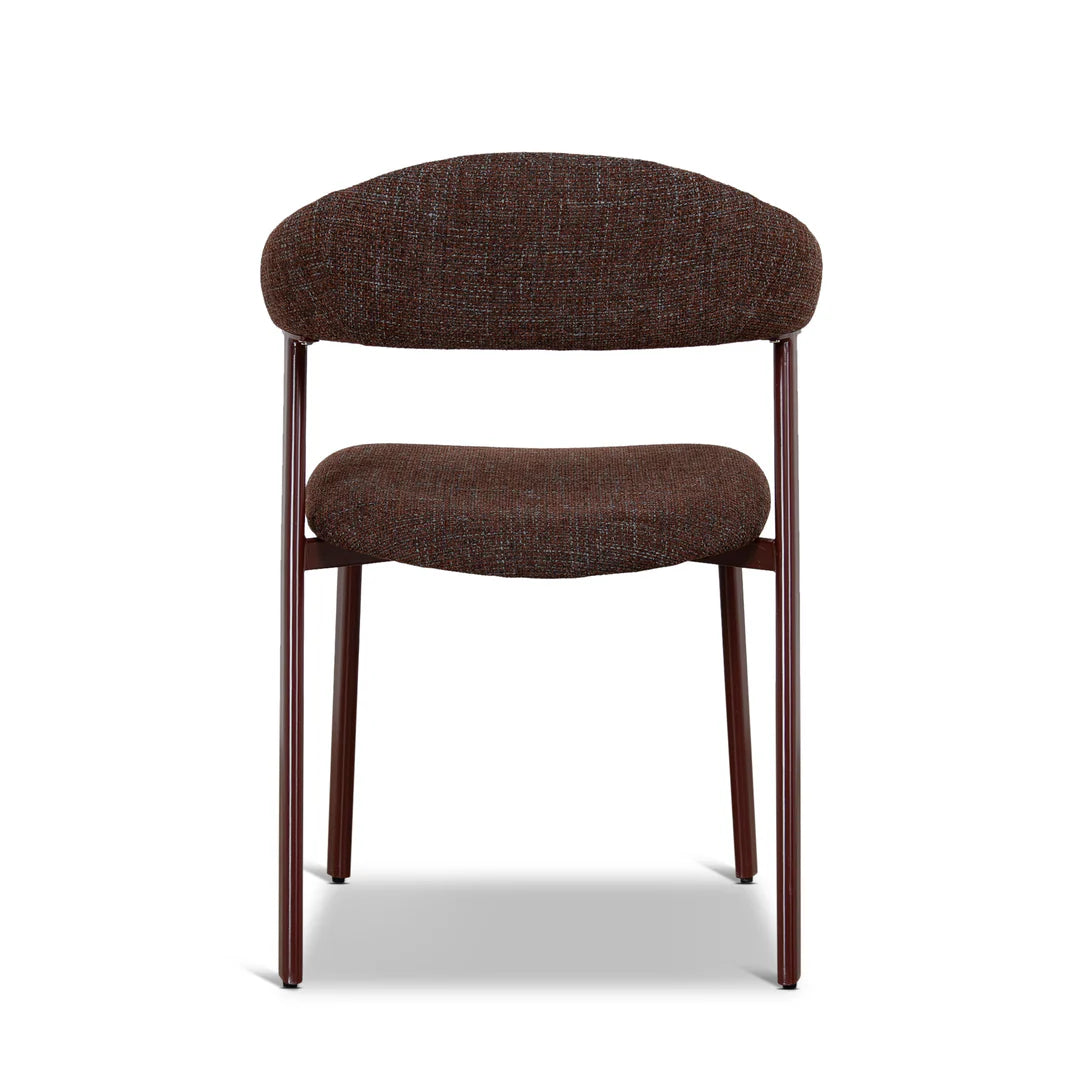 Macquarie | Modern Kaitoke Green Moss Brown Fabric Dining Chairs | Set Of 2 | Brown