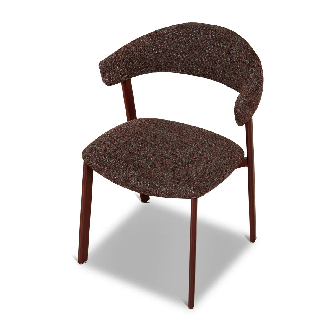 Macquarie | Modern Kaitoke Green Moss Brown Fabric Dining Chairs | Set Of 2 | Brown