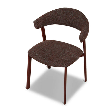 Macquarie | Modern Kaitoke Green Moss Brown Fabric Dining Chairs | Set Of 2 | Brown