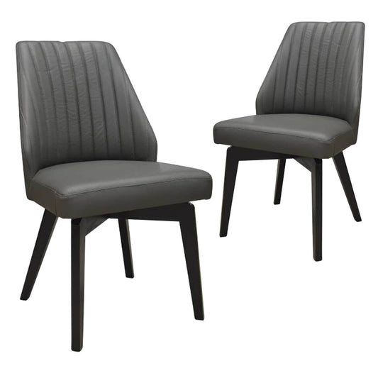 Madison | Contemporary PU Leather Dining Chairs | Set Of 2 | Dark Grey