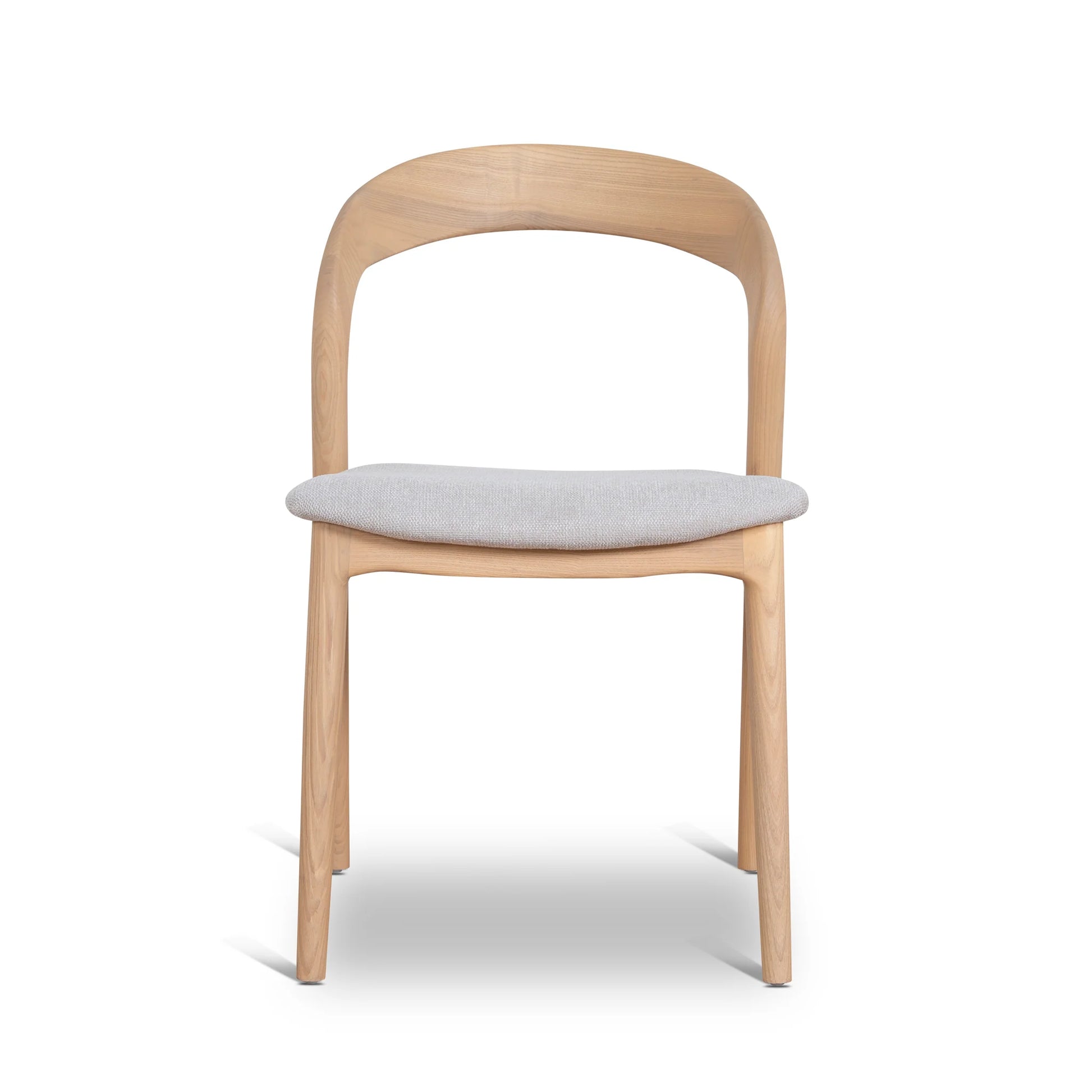 Maine | Coastal Scandinavian Style Fabric PU Leather Wooden Dining Chairs | Set Of 2 | Beige Natural
