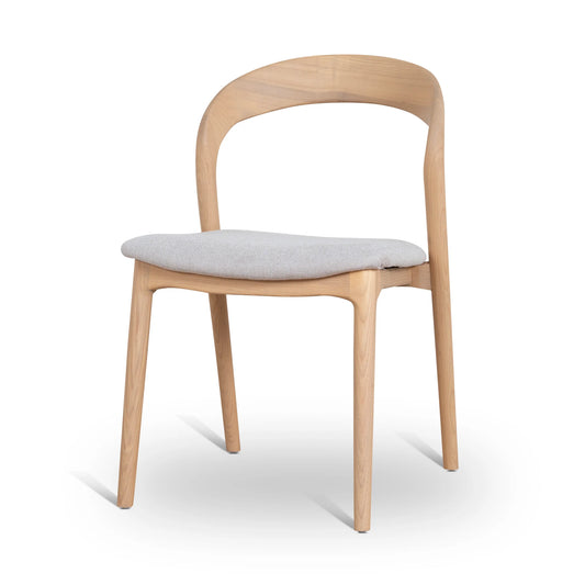 Maine | Coastal Scandinavian Style Fabric PU Leather Wooden Dining Chairs | Set Of 2 | Beige Natural