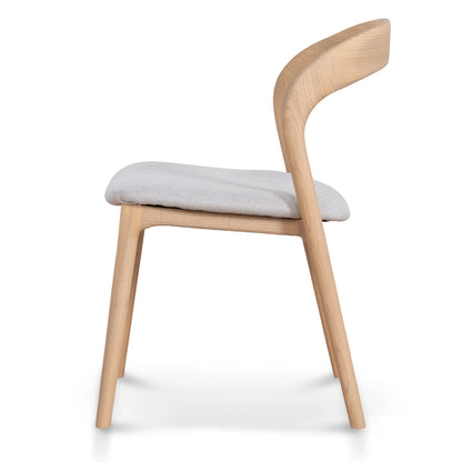 Maine | Coastal Scandinavian Style Fabric PU Leather Wooden Dining Chairs | Set Of 2 | Beige Natural