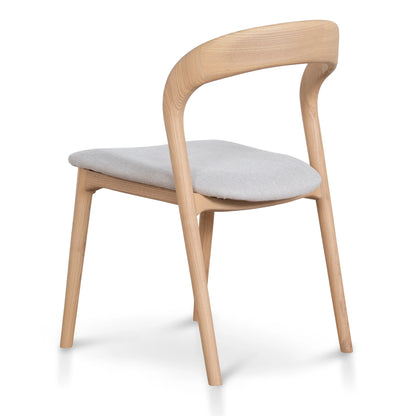 Maine | Coastal Scandinavian Style Fabric PU Leather Wooden Dining Chairs | Set Of 2 | Beige Natural