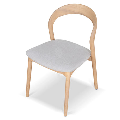 Maine | Coastal Scandinavian Style Fabric PU Leather Wooden Dining Chairs | Set Of 2 | Beige Natural