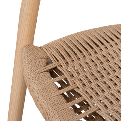 Maine | Coastal Scandinavian Style Fabric Wooden Dining Chairs With Arms | Set Of 2 | Natural Rattan