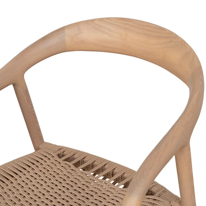Maine | Coastal Scandinavian Style Fabric Wooden Dining Chairs With Arms | Set Of 2 | Natural Rattan