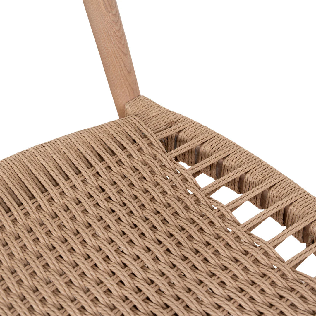 Maine | Coastal Scandinavian Style Fabric Wooden Dining Chairs With Arms | Set Of 2 | Natural Rattan