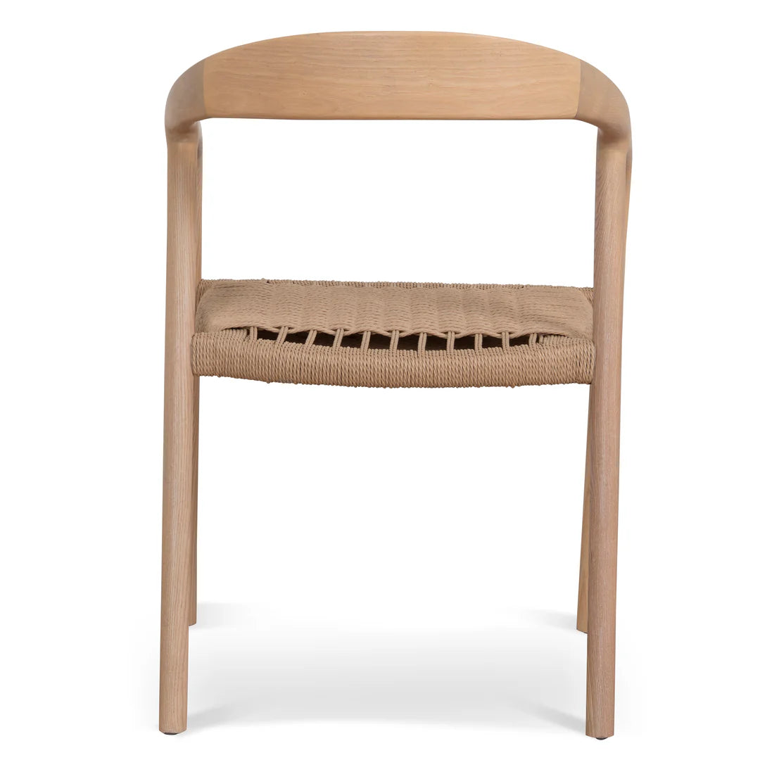 Maine | Coastal Scandinavian Style Fabric Wooden Dining Chairs With Arms | Set Of 2 | Natural Rattan