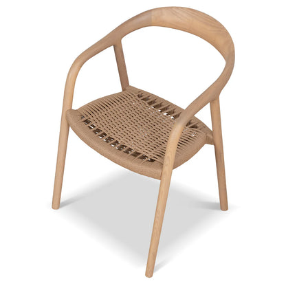 Maine | Coastal Scandinavian Style Fabric Wooden Dining Chairs With Arms | Set Of 2 | Natural Rattan