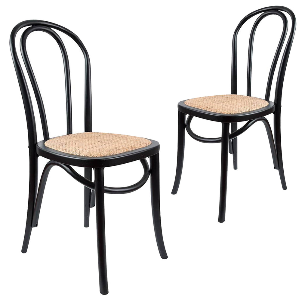 Maine | Farmhouse Coastal Wooden Rattan Dining Chairs | Set Of 2