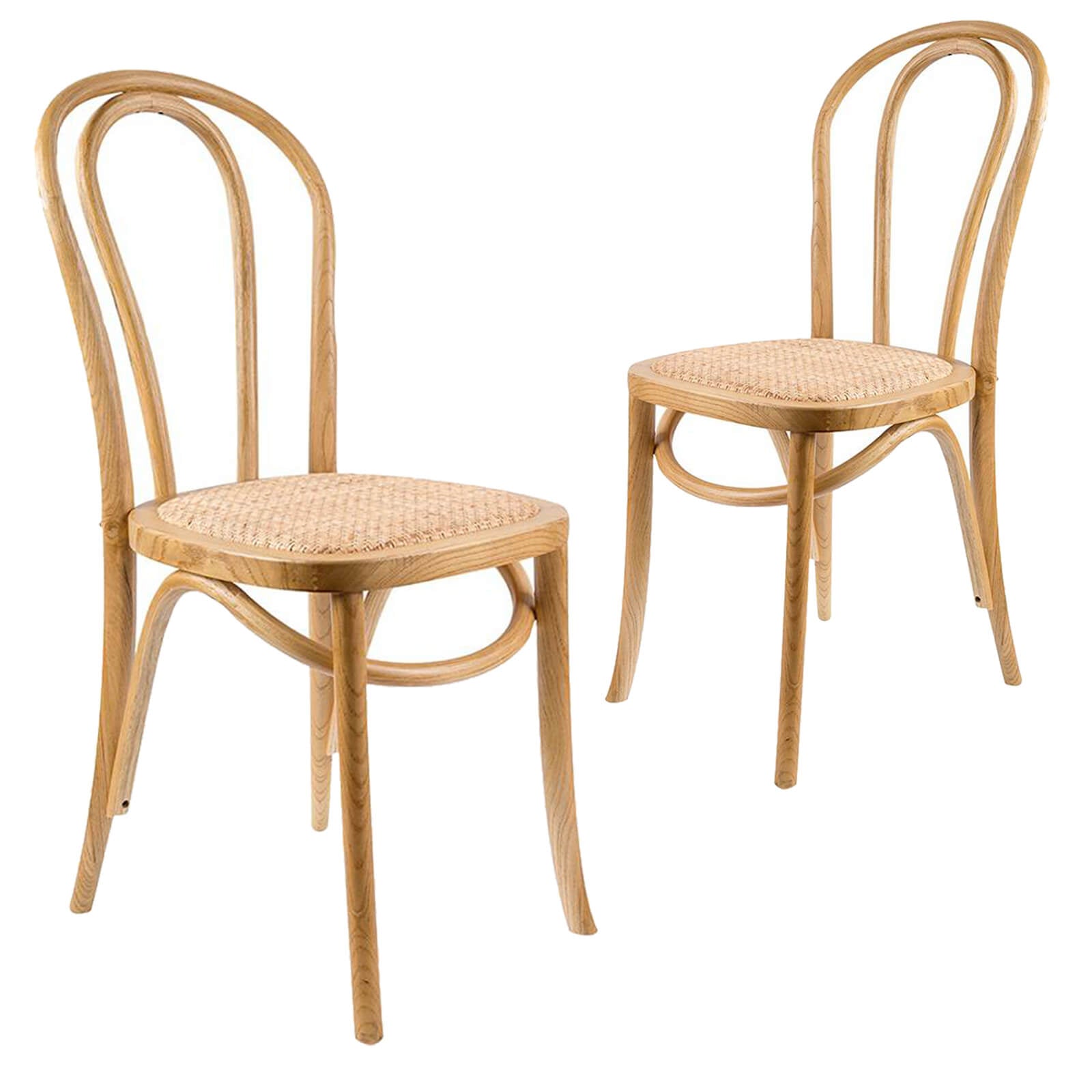 Maine | Farmhouse Coastal Wooden Rattan Dining Chairs | Set Of 2 | Natural