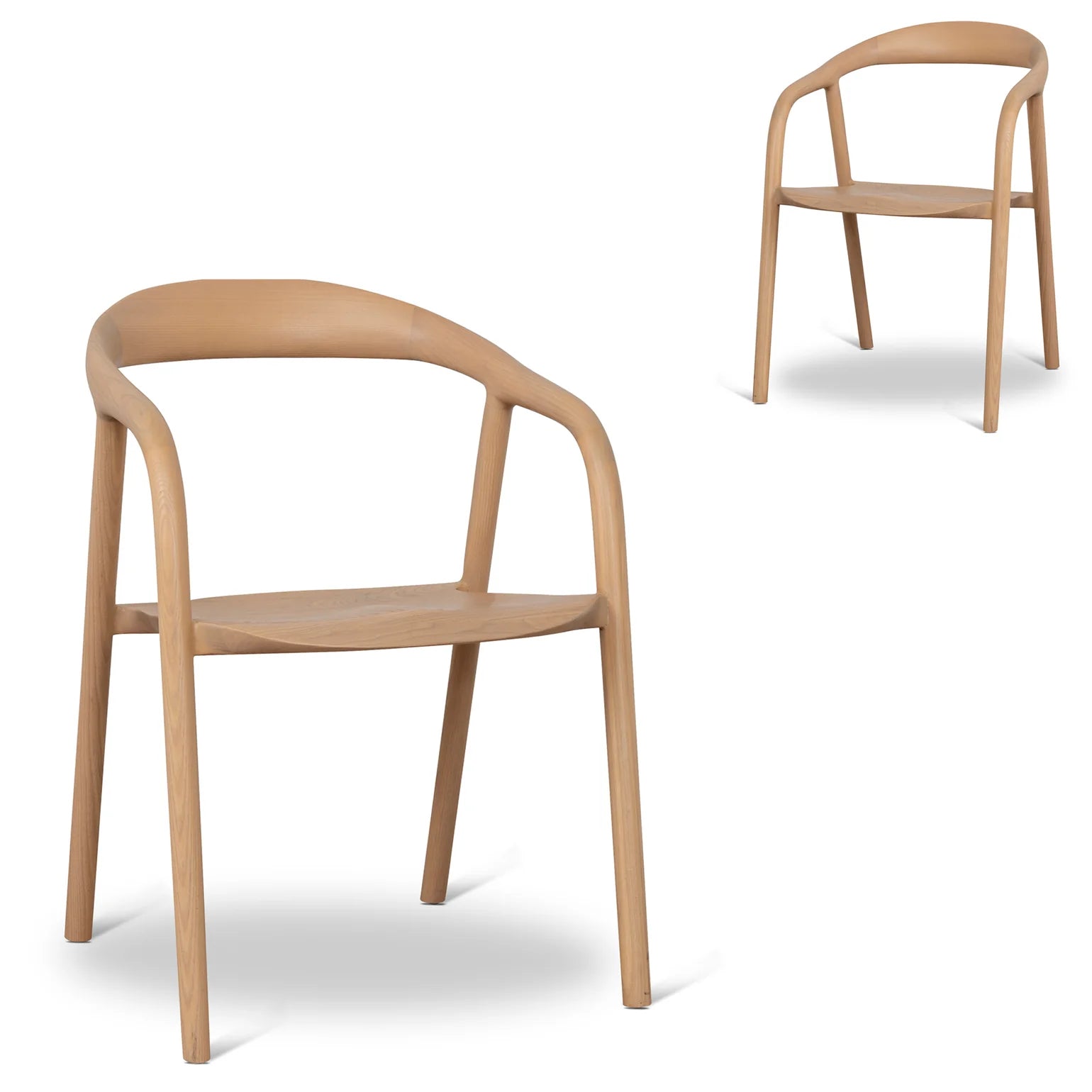 Maine Coastal Scandinavian Natural Wooden Dining Chairs With Arms | Natural
