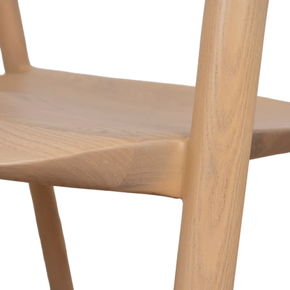 Maine Coastal Scandinavian Natural Wooden Dining Chairs With Arms | Natural