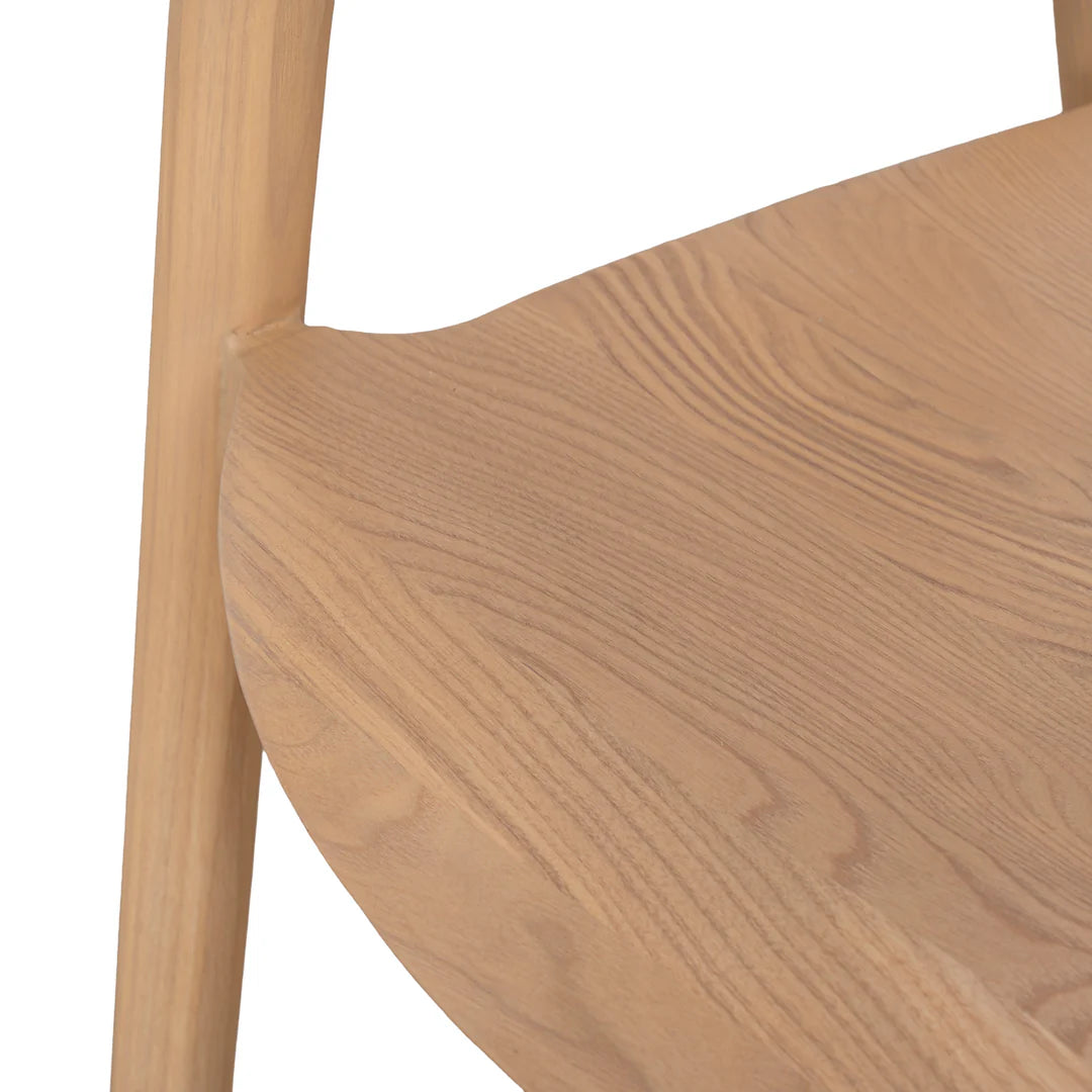 Maine Coastal Scandinavian Natural Wooden Dining Chairs With Arms | Natural