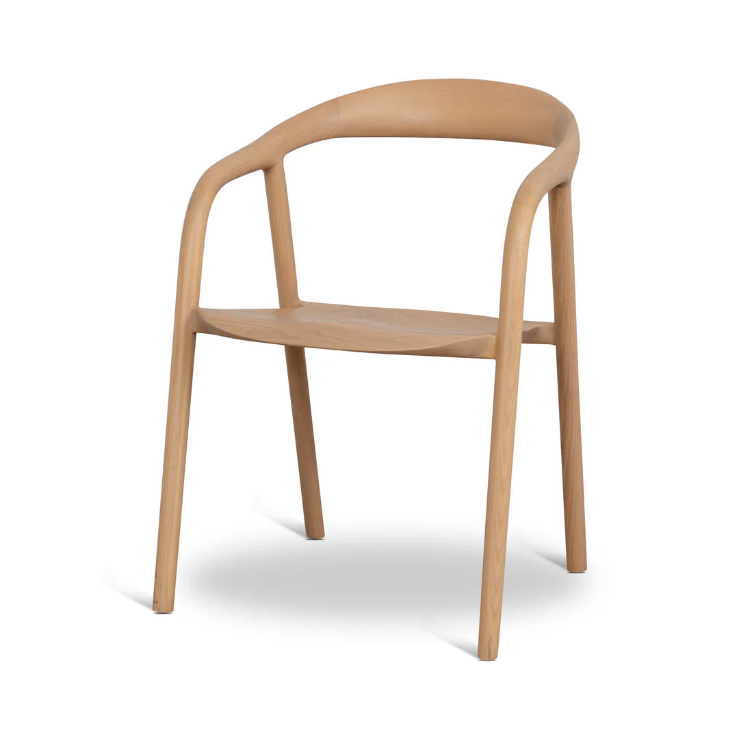 Maine Coastal Scandinavian Natural Wooden Dining Chairs With Arms | Natural