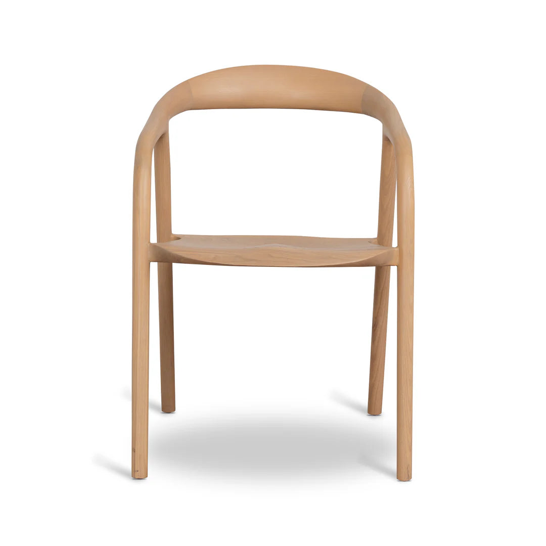Maine Coastal Scandinavian Natural Wooden Dining Chairs With Arms | Natural