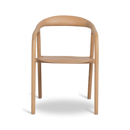 Maine Coastal Scandinavian Natural Wooden Dining Chairs With Arms | Natural