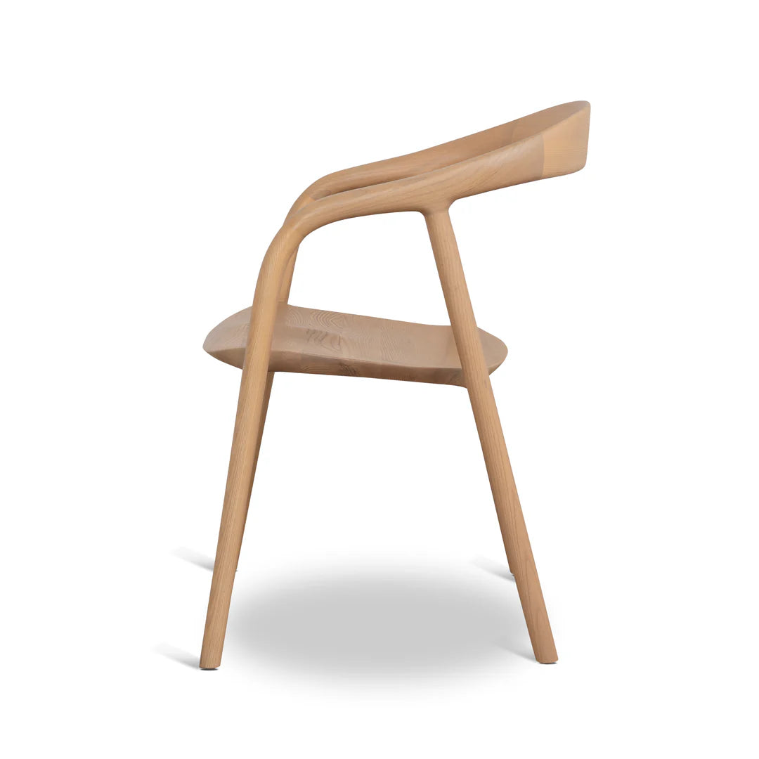 Maine Coastal Scandinavian Natural Wooden Dining Chairs With Arms | Natural