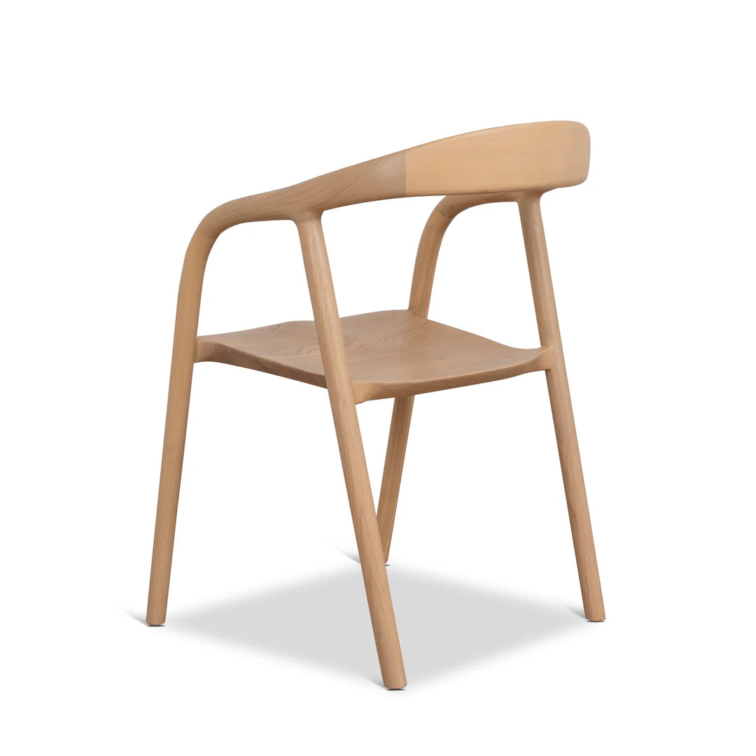 Maine Coastal Scandinavian Natural Wooden Dining Chairs With Arms | Natural